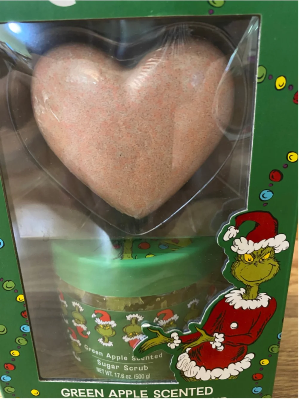 The Grinch Green Apple Bath Bomb & Sugar Scrub Set New